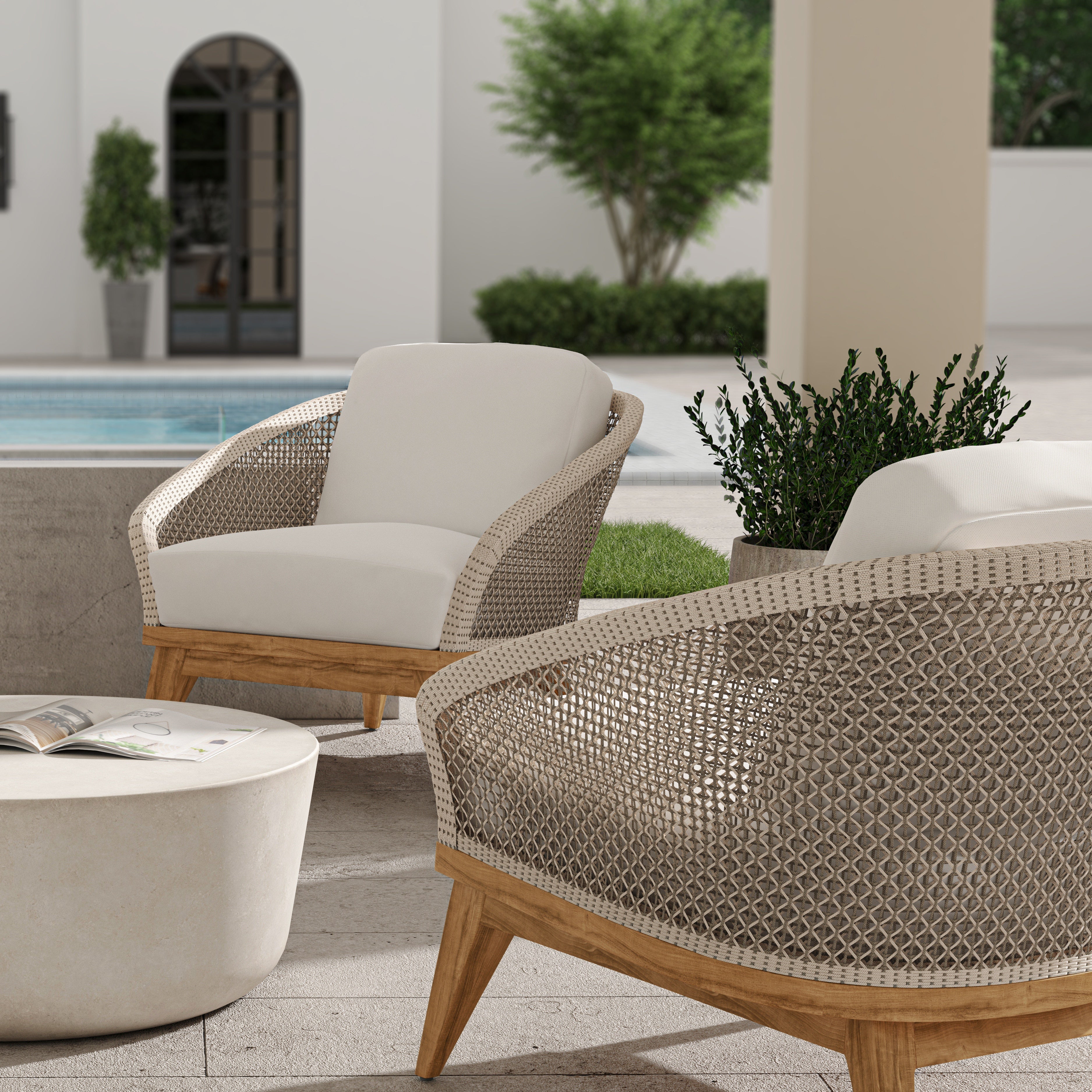 Palecek Furniture I/O SAILCLOTH SALT 64 / Motor Freight - Rate TBQ Palecek Santorini Outdoor Lounge Chair