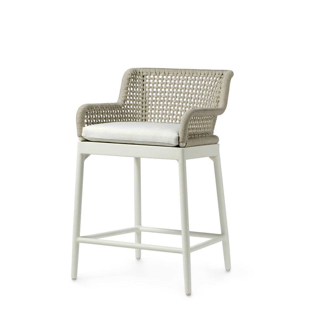 Palecek Furniture I/O BASKET WEAVE 4J Palecek Somerset Outdoor 24" Counter Stool, Ivory