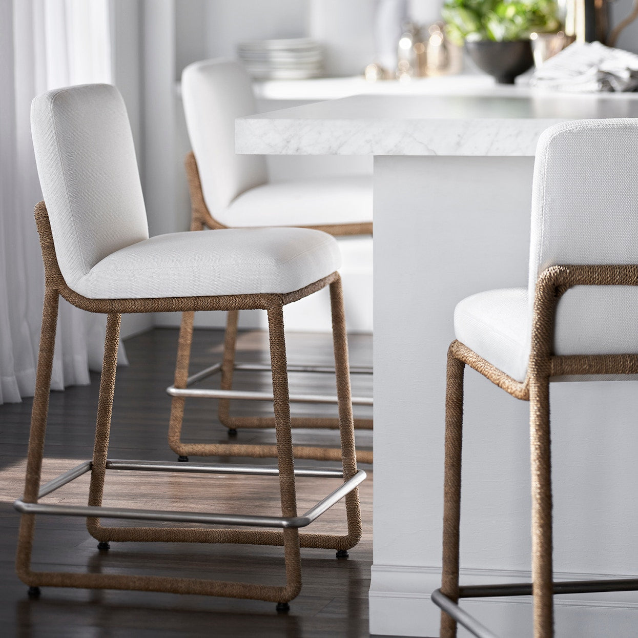 Palecek Furniture I/O BASKET WEAVE 4J / Motor Freight - Rate TBQ Palecek Stillwater 24" Counter Stool, Natural