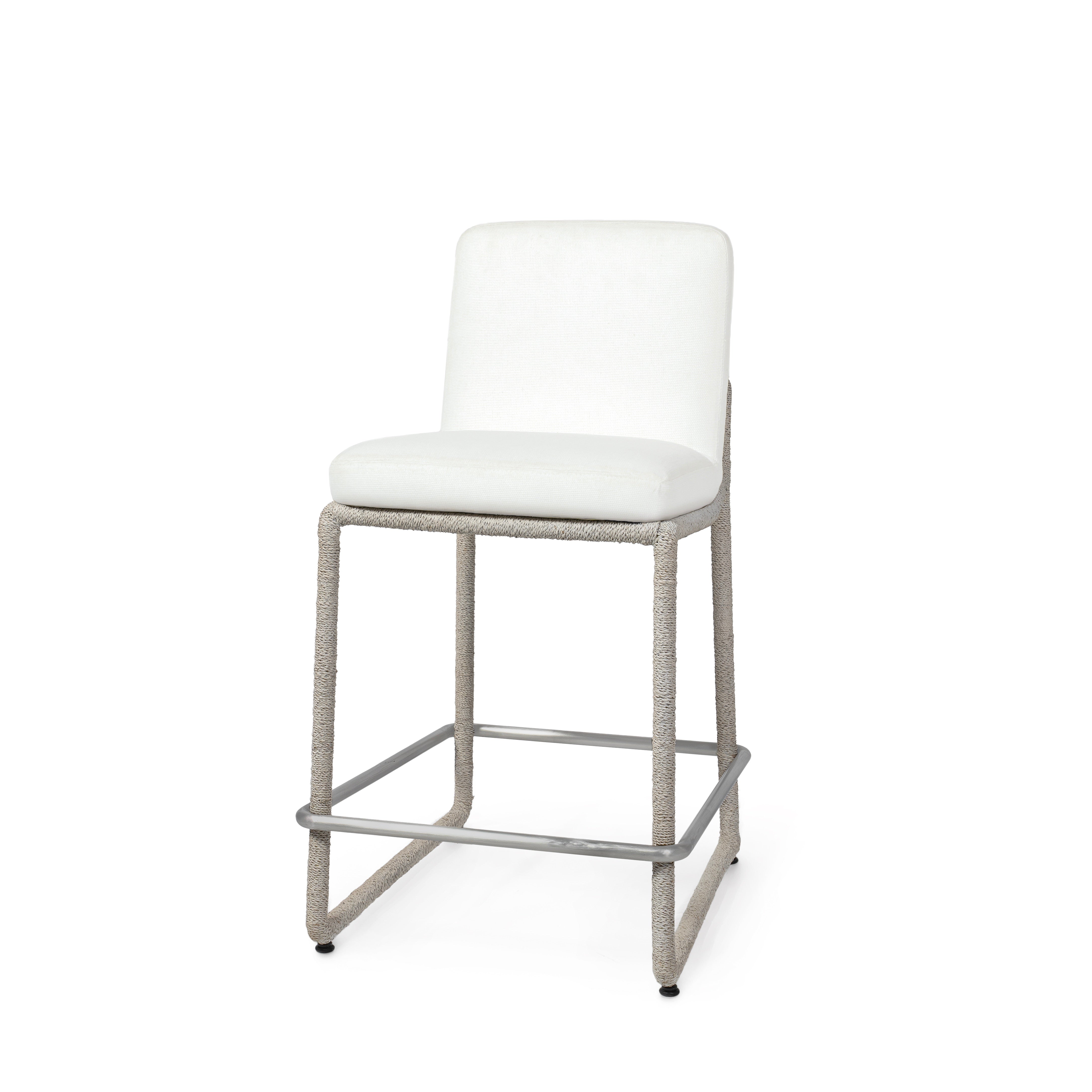 Palecek Furniture I/O OYSTER CHENILLE 4K / Motor Freight - Rate TBQ Palecek Stillwater 24" Counter Stool, White Sand