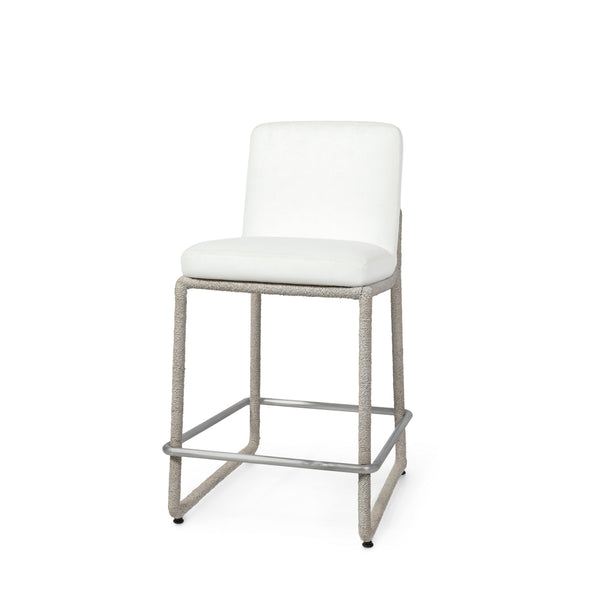 Palecek Furniture I/O OYSTER CHENILLE 4K / Motor Freight - Rate TBQ Palecek Stillwater 24" Counter Stool, White Sand