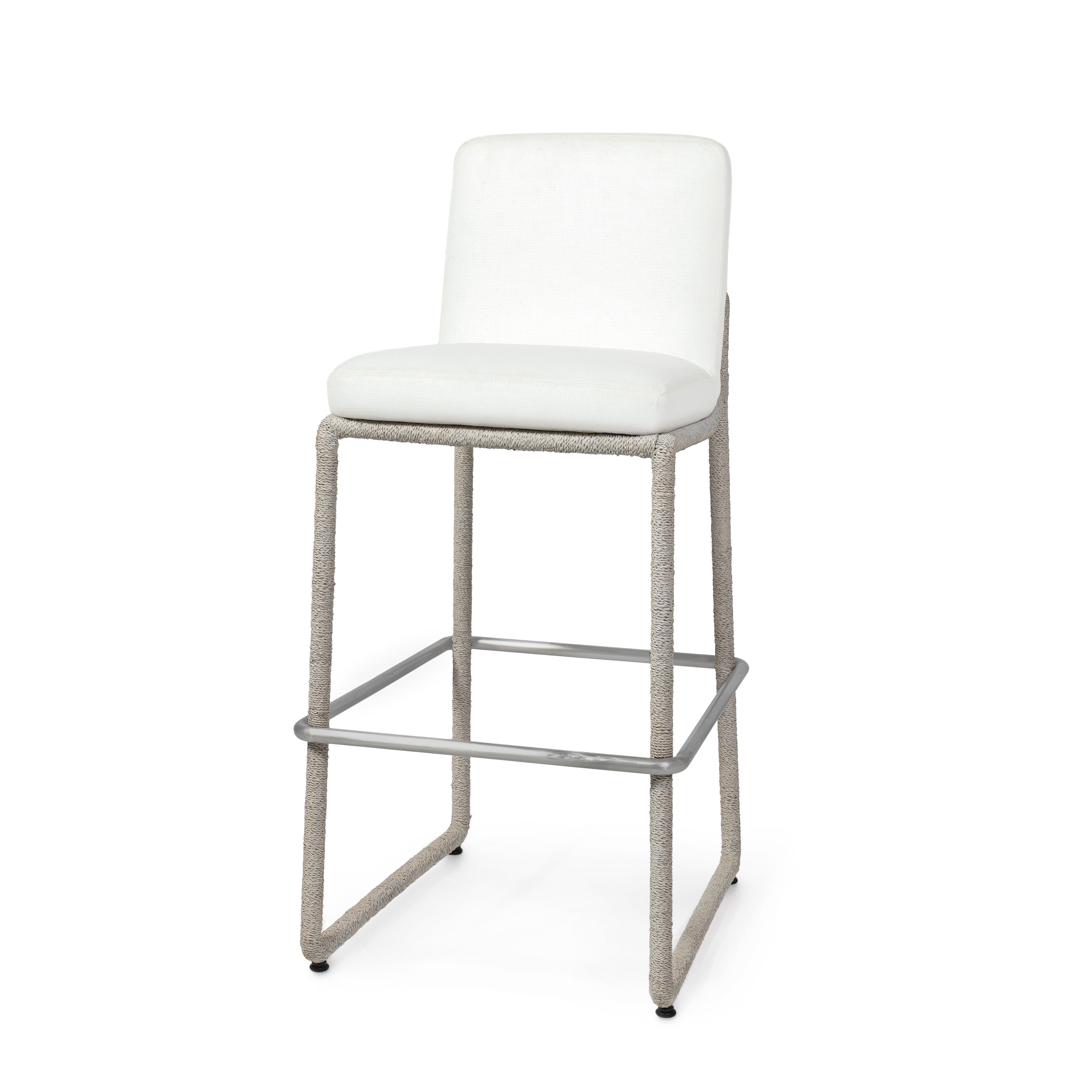 Palecek Furniture I/O OYSTER CHENILLE 4K / Motor Freight - Rate TBQ Palecek Stillwater 30" Barstool, White Sand