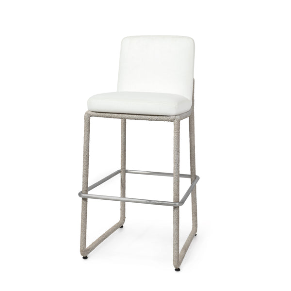 Palecek Furniture I/O OYSTER CHENILLE 4K / Motor Freight - Rate TBQ Palecek Stillwater 30" Barstool, White Sand