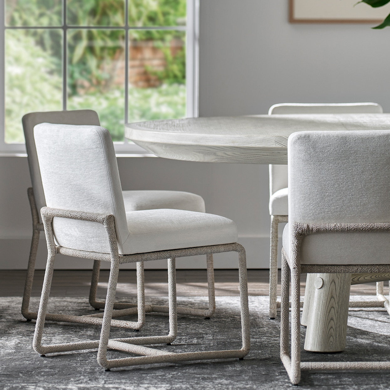 Palecek Furniture I/O BASKET WEAVE 4J / Motor Freight - Rate TBQ Palecek Stillwater Dining Chair, White Sand