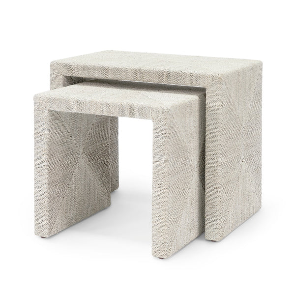 Palecek Furniture Palecek Woodside Nesting Table Set Of 2, White Sand