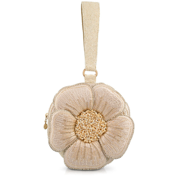 Mary Frances Petal Me, Cream Wristlet Handbag