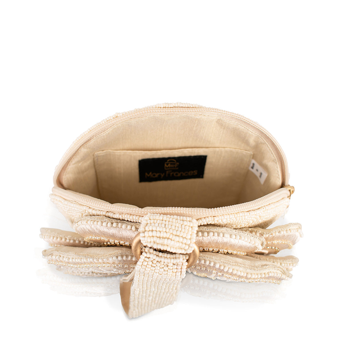 Mary Frances Petal Me, Cream Wristlet Handbag