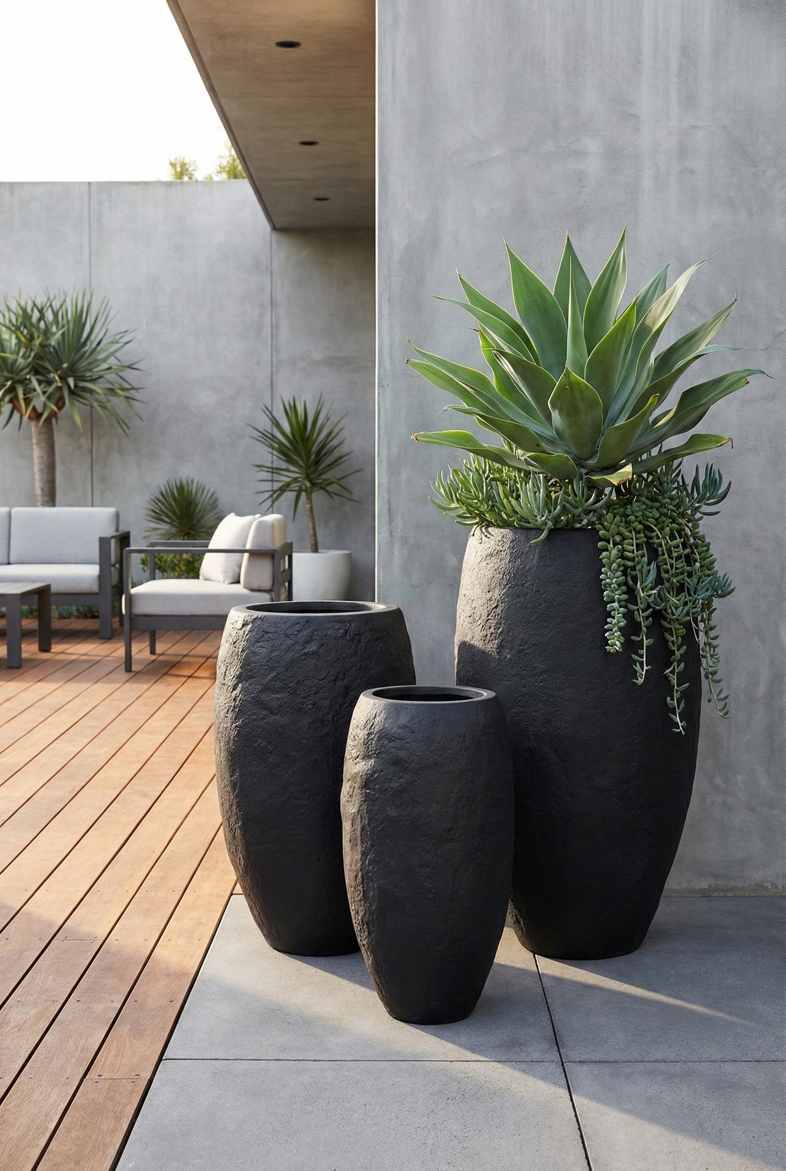 Phillips Collection Home Decor Phillips Collection Aera Planter, Black, Medium