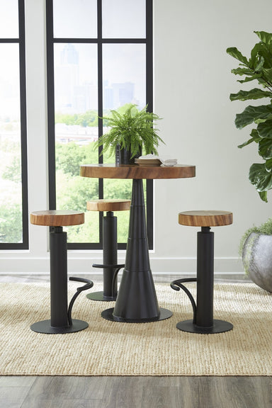 Phillips Collection Home Phillips Collection Black Iron Bar Stool, Swivel Seat, Natural