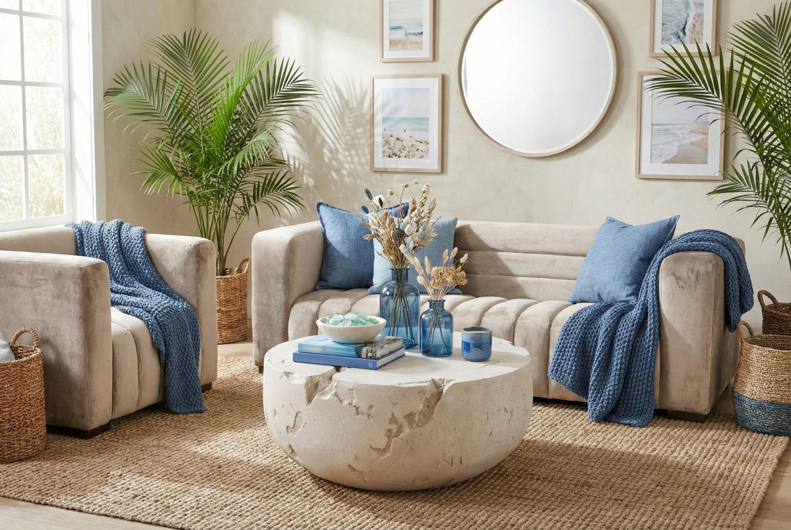 Phillips Collection Home Decor Phillips Collection Cast Cheese Stone Coffee Table, Round, Roman Stone