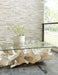 Phillips Collection Furniture Oversized LTL - Rate to be Quoted Phillips Collection Cast Root Coffee Table, White Stone, With Glass