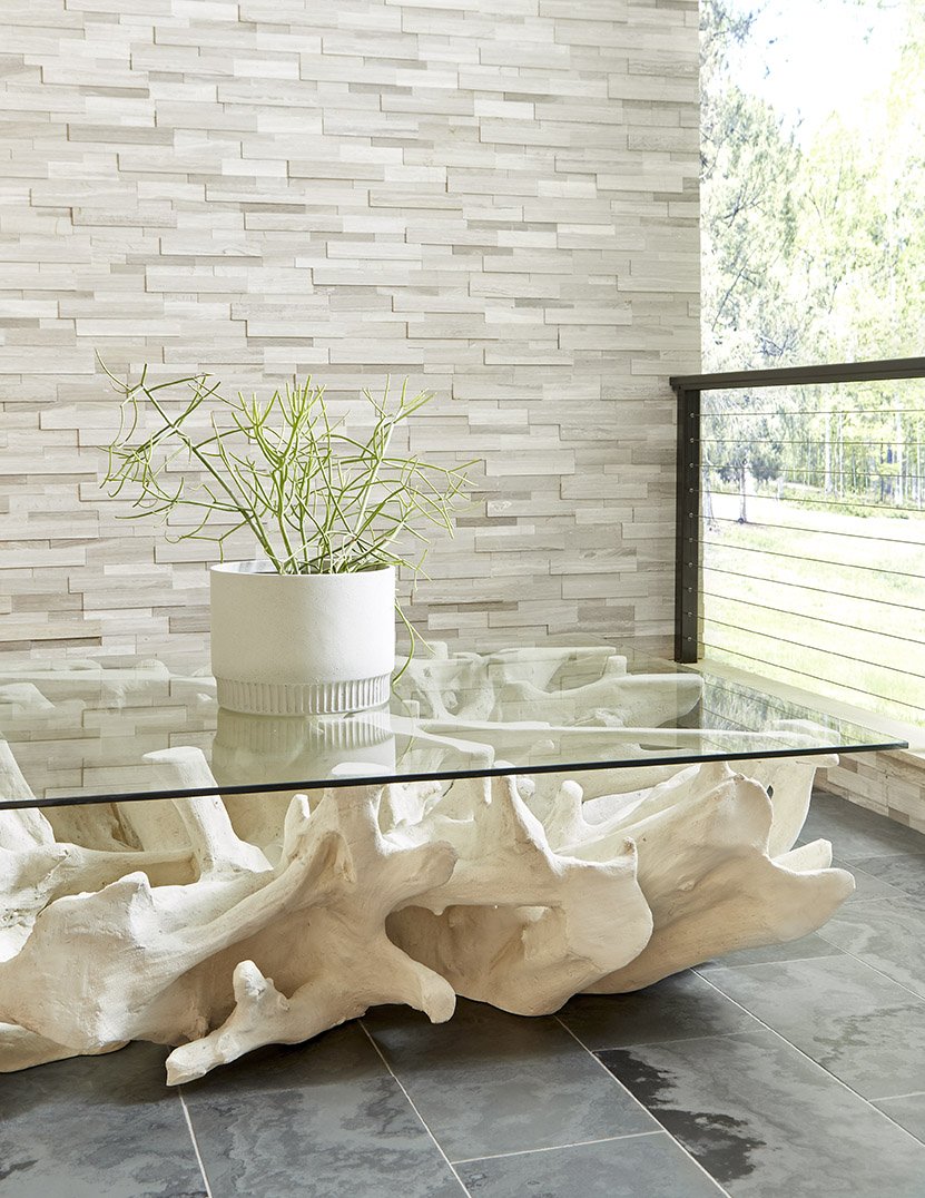 Phillips Collection Furniture Oversized LTL - Rate to be Quoted Phillips Collection Cast Root Coffee Table, White Stone, With Glass