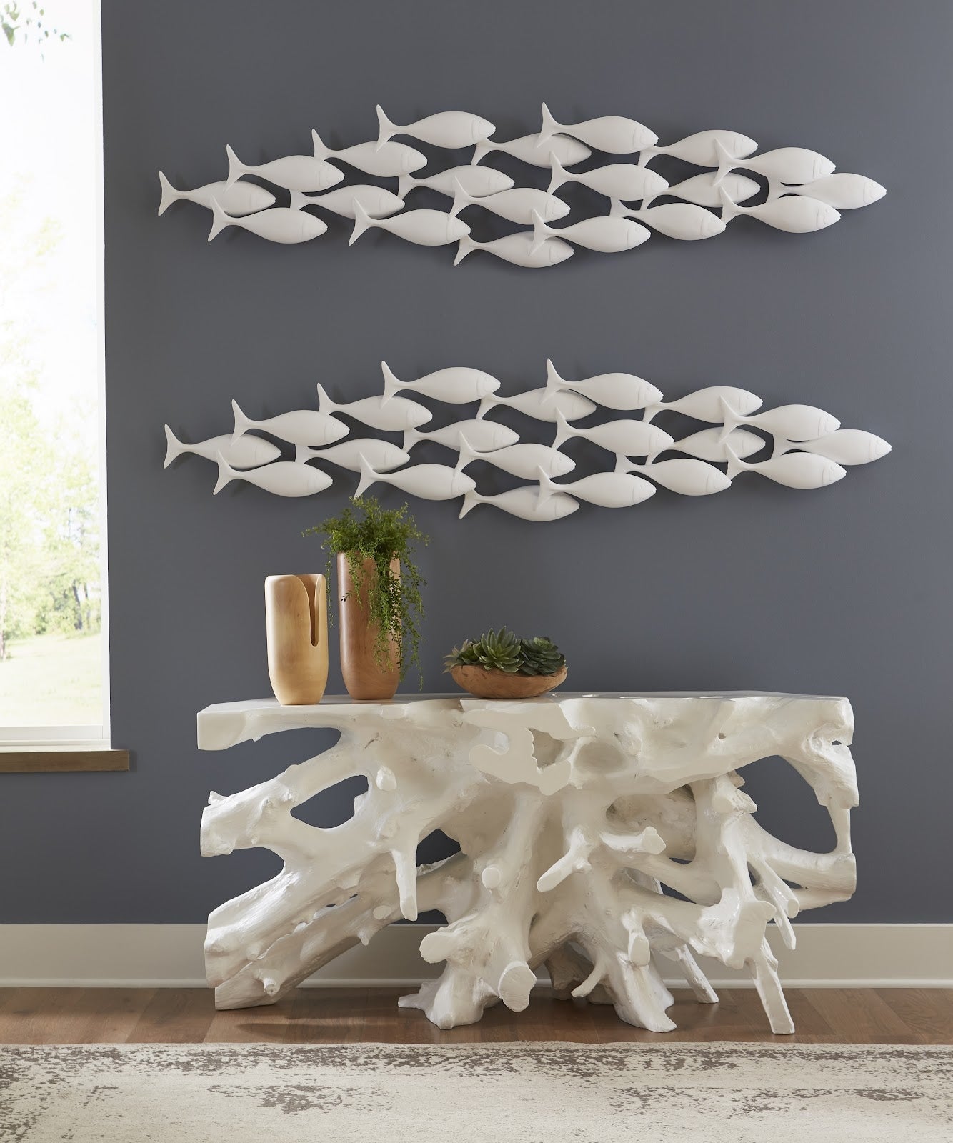 Phillips Collection Furniture Oversized LTL - Rate to be Quoted Phillips Collection Cast Root Console Table, Gel Coat White