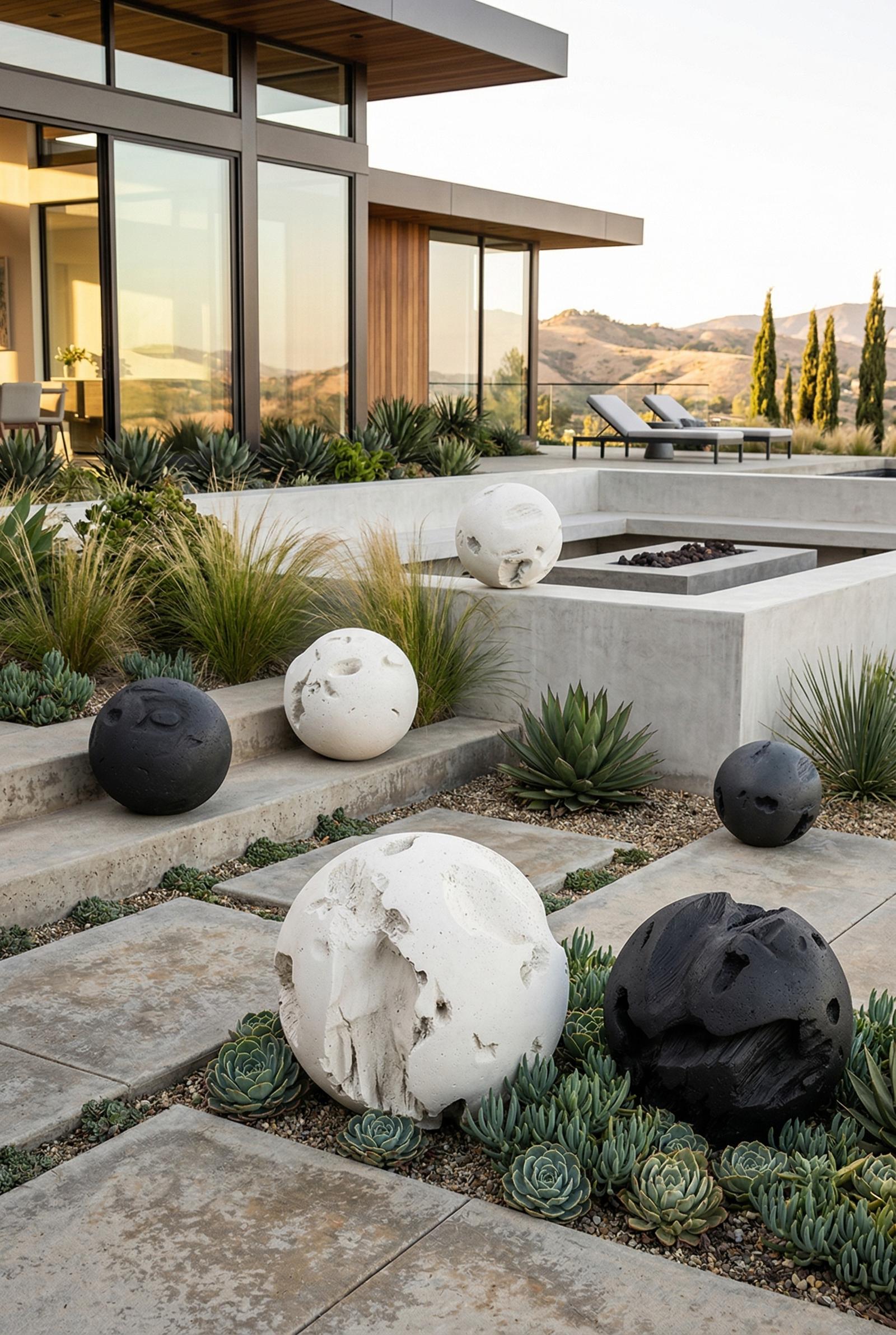 Phillips Collection Home Decor Phillips Collection Cast Root Floor Ball, LG, Charcoal Stone