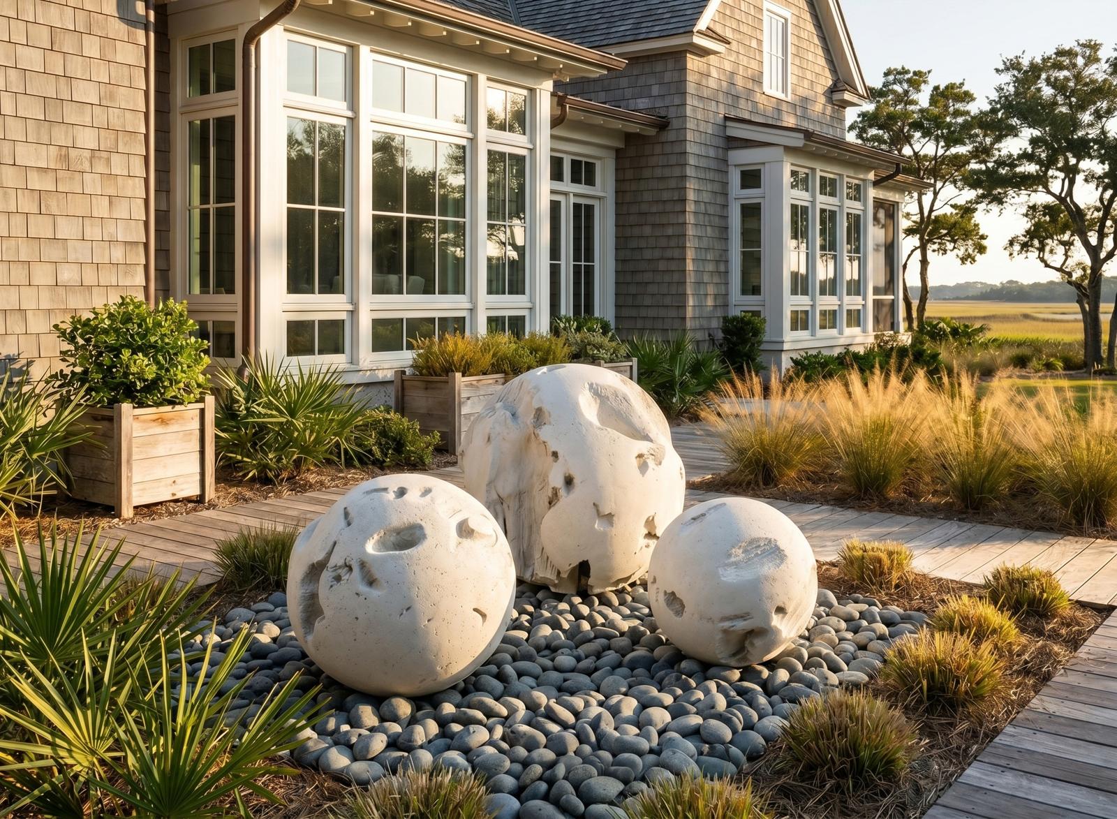 Phillips Collection Home Decor Phillips Collection Cast Root Floor Ball, LG, Roman Stone