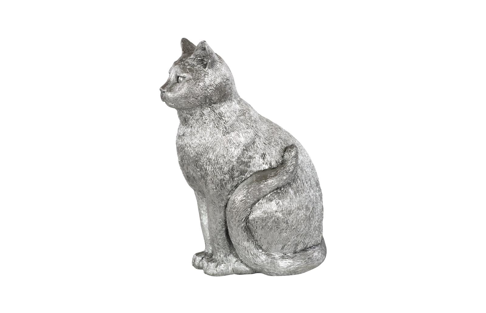Phillips Collection Home Decor Phillips Collection Cat Sitting Sculpture, Silver Leaf