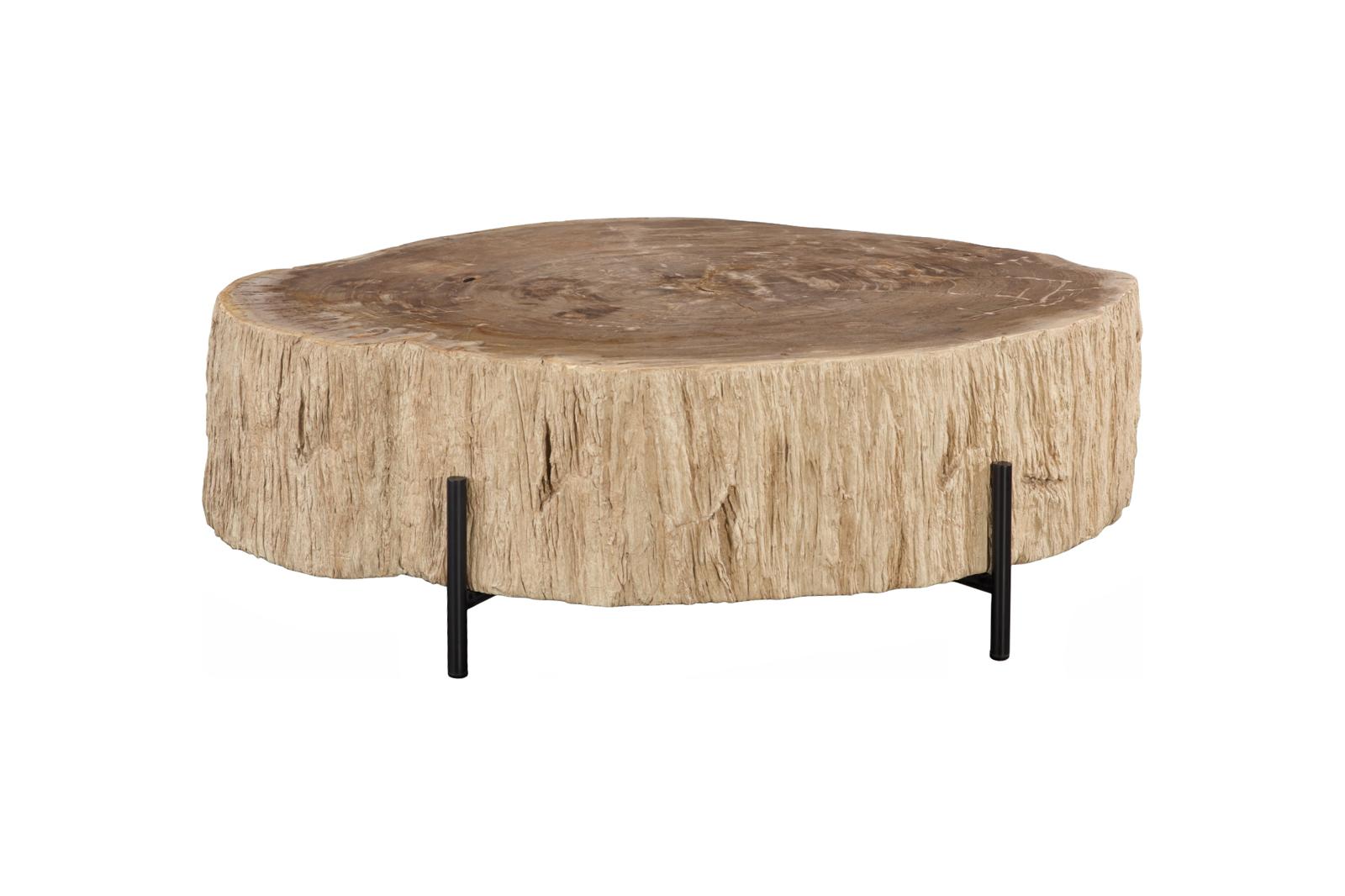 Phillips Collection Home Decor Phillips Collection Chaka Petrified Coffee Table, Cream, With Black Legs