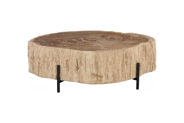 Phillips Collection Home Decor Phillips Collection Chaka Petrified Coffee Table, Cream, With Black Legs