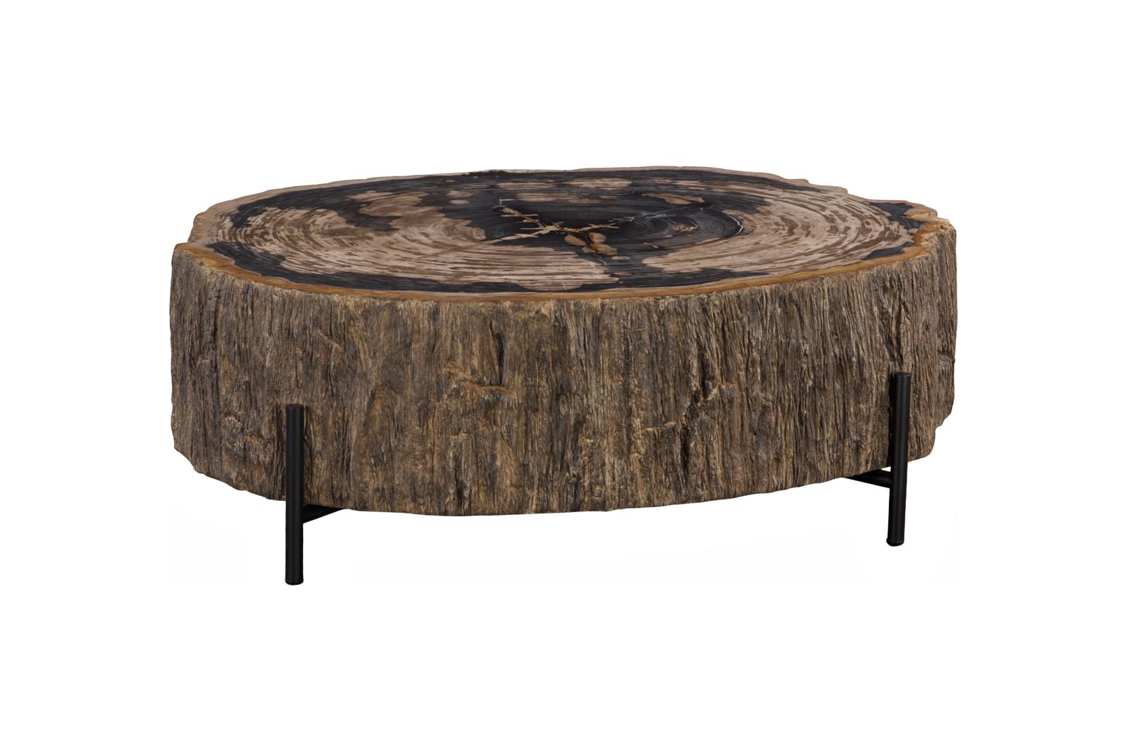 Phillips Collection Home Decor Phillips Collection Chaka Petrified Coffee Table, Mixed, With Black Legs