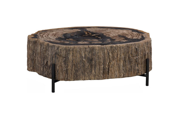 Phillips Collection Home Decor Phillips Collection Chaka Petrified Coffee Table, Mixed, With Black Legs