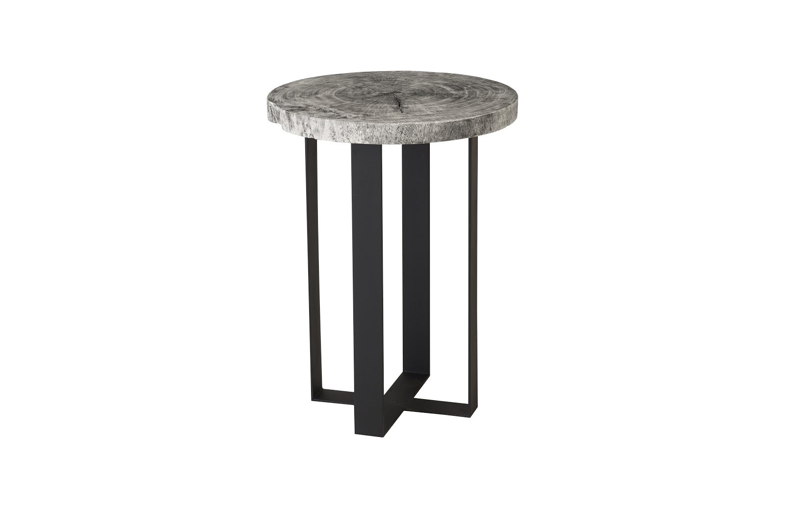 Phillips Collection Home Oversized LTL - Rate to be Quoted Phillips Collection Chuleta Bar Table on Black Metal Base, Chamcha Wood, Gray Stone