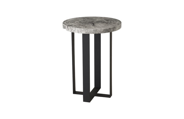 Phillips Collection Home Oversized LTL - Rate to be Quoted Phillips Collection Chuleta Bar Table on Black Metal Base, Chamcha Wood, Gray Stone