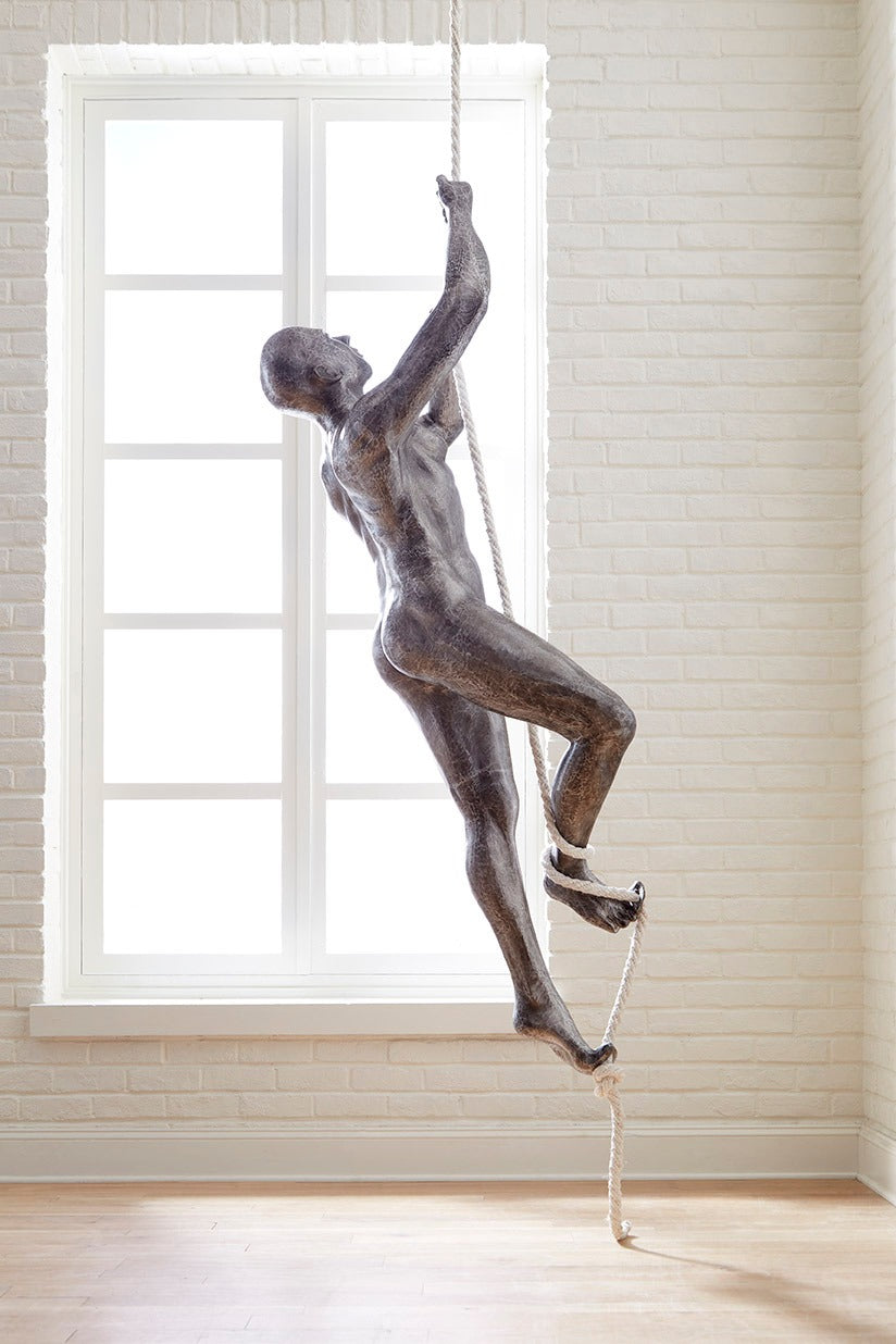 Phillips Collection Home Oversized LTL - Rate to be Quoted Phillips Collection Climbing Sculpture w/Rope, Black/Silver, Aluminum
