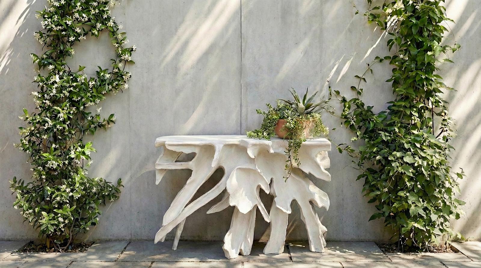 Phillips Collection Home Decor Phillips Collection Contour Cast Root Console, White Stone