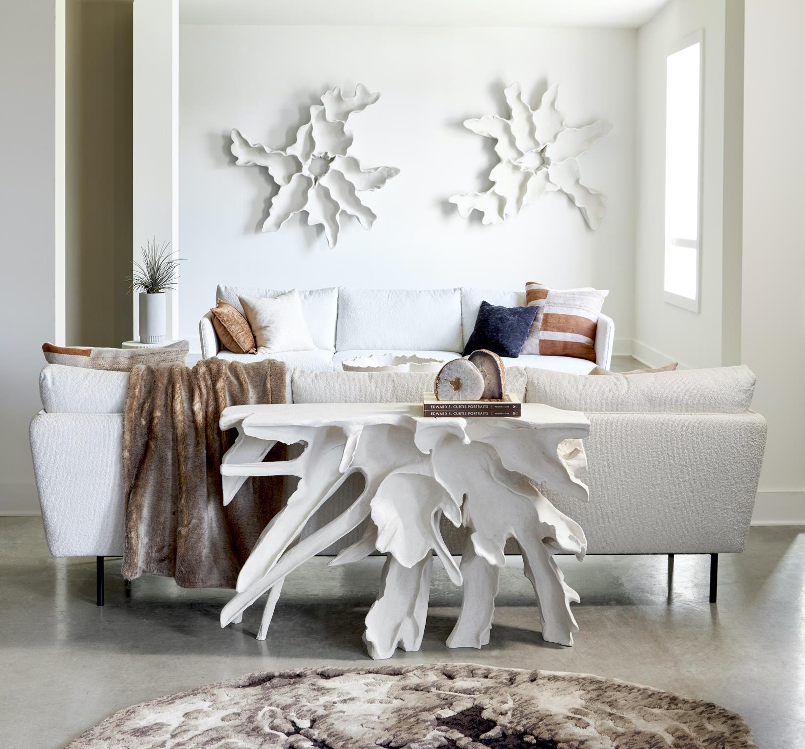 Phillips Collection Home Decor Phillips Collection Contour Cast Root Console, White Stone