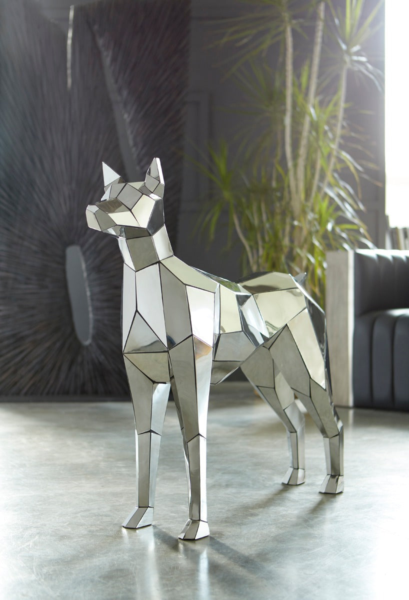 Phillips Collection Home Phillips Collection Crazy Cut Dog, Stainless Steel, Silver