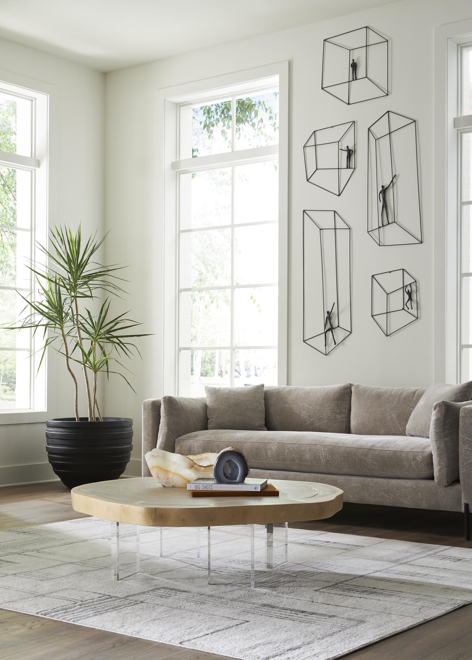 Phillips Collection Home Decor Phillips Collection Floating Coffee Table with Acrylic Legs, Bleached , Size Varies