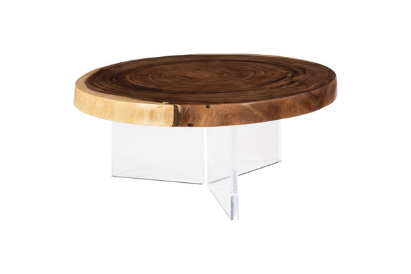 Phillips Collection Home Decor Phillips Collection Floating Round Coffee Table With Acrylic Legs, Natural Medium
