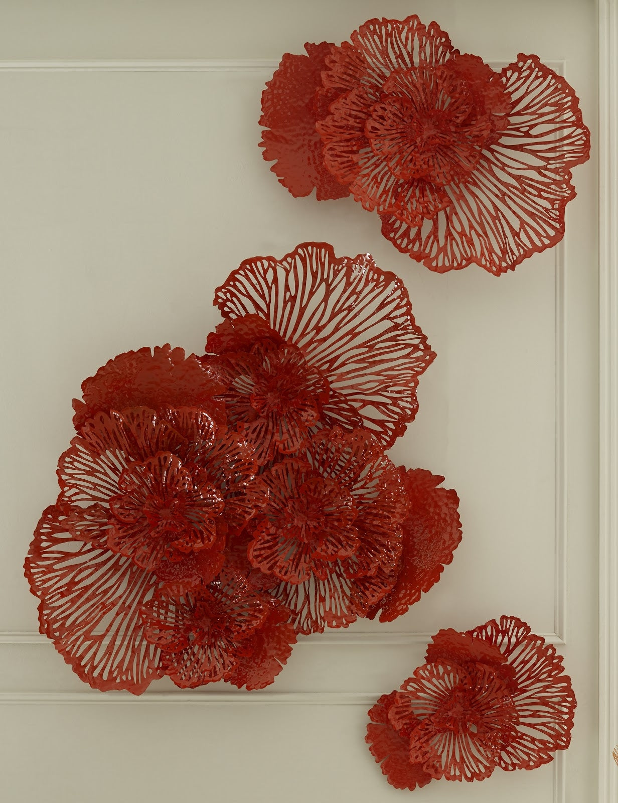 Phillips Collection Flower Wall Art, Medium, Coral, Metal