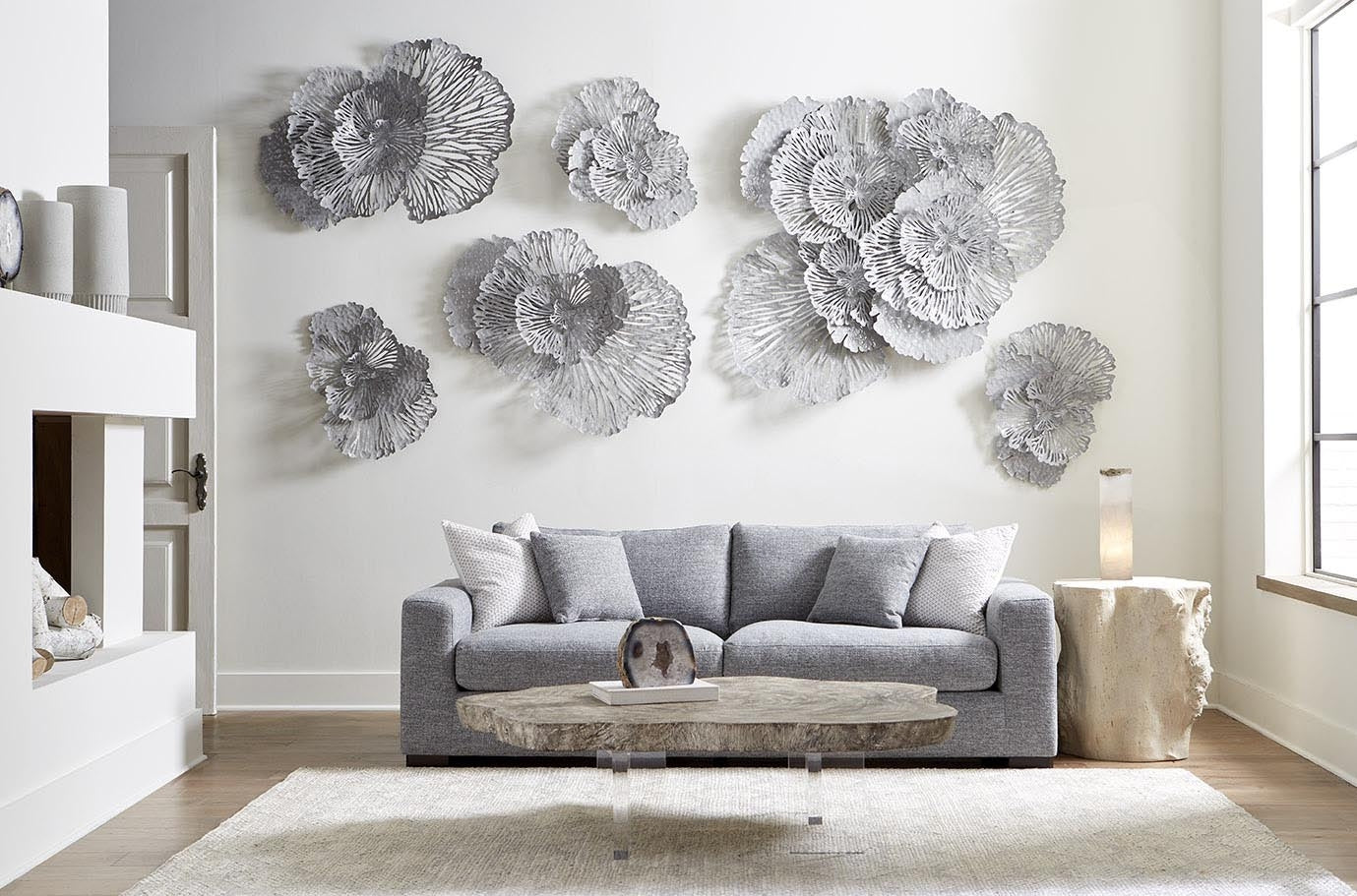 Phillips Collection Home Phillips Collection Flower Wall Art, Medium, Gray, Metal