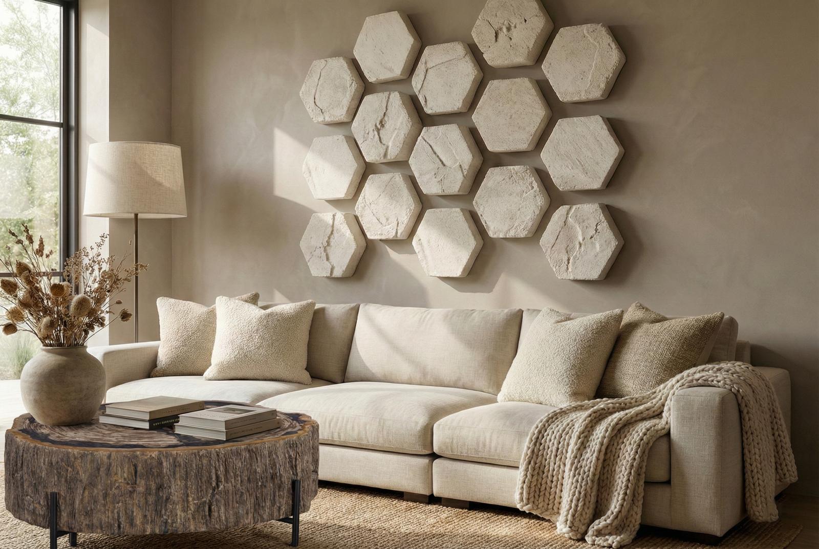 Phillips Collection Home Decor Phillips Collection Hexagon Wall Tiles, Set of 3, Roman Stone