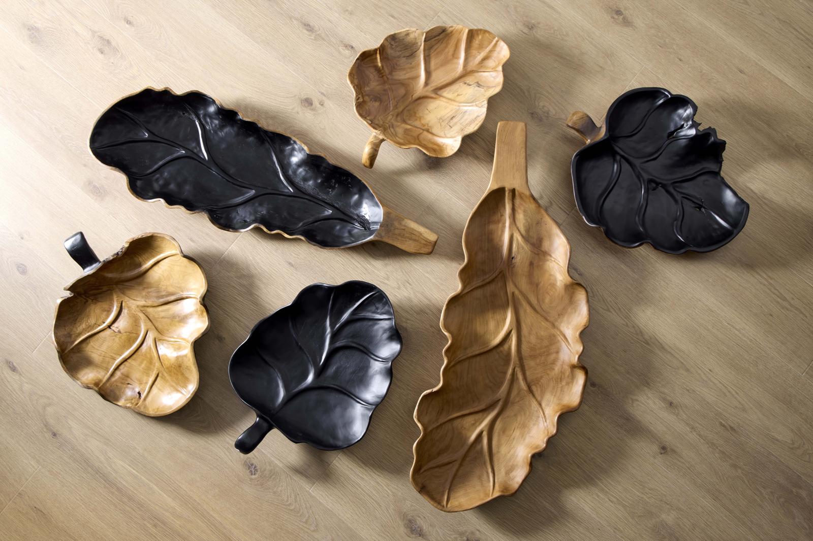 Phillips Collection Home Decor Phillips Collection Leaf Bowl, Teak Wood, Black & Natural , Finish