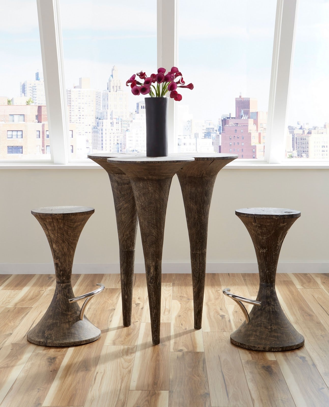 Phillips Collection Home Phillips Collection Marley Bar Stool, Gray Stone Finish, Stainless Steel Foot Rest