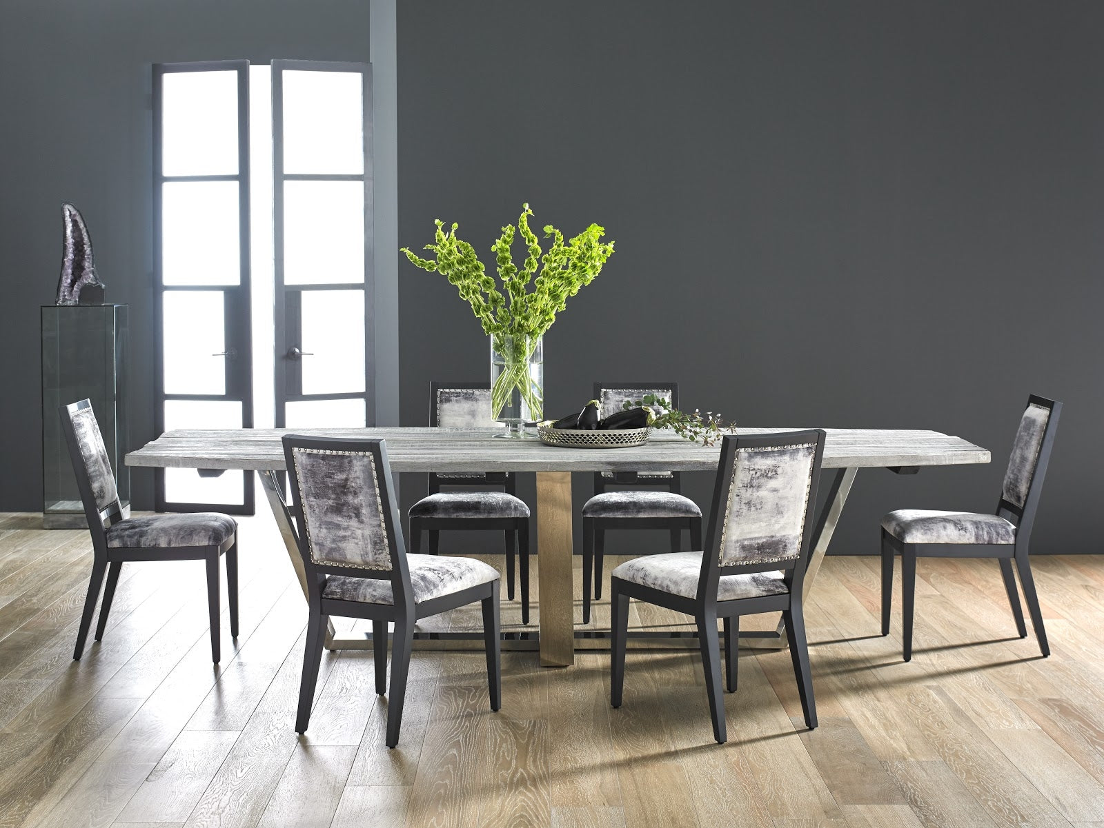 Phillips Collection Home Phillips Collection Mesmerize Dining Chair, Mist Gray, Gray Wooden Legs