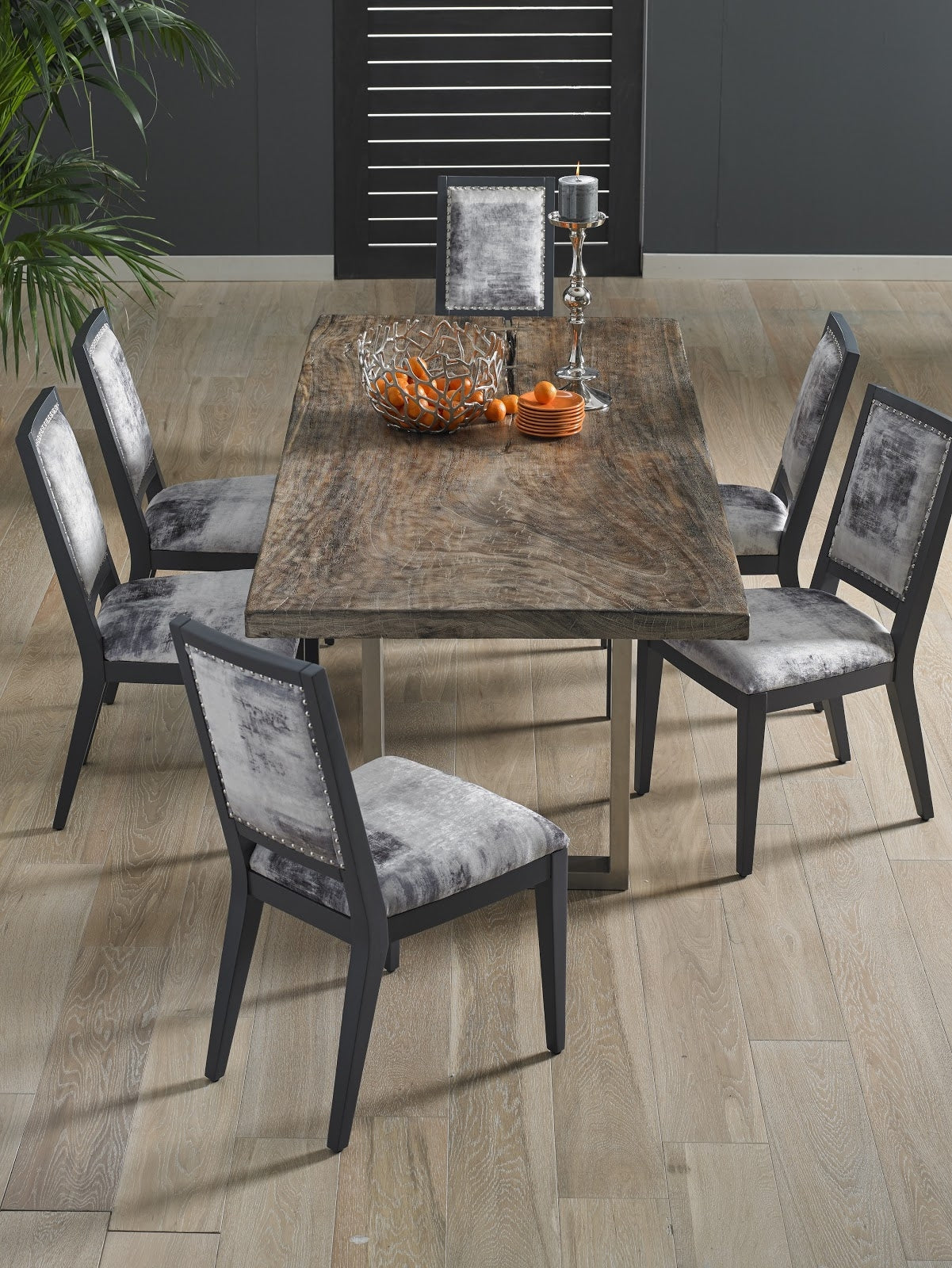 Phillips Collection Furniture Phillips Collection Mesmerize Dining Chair, Mist Gray, Gray Wooden Legs