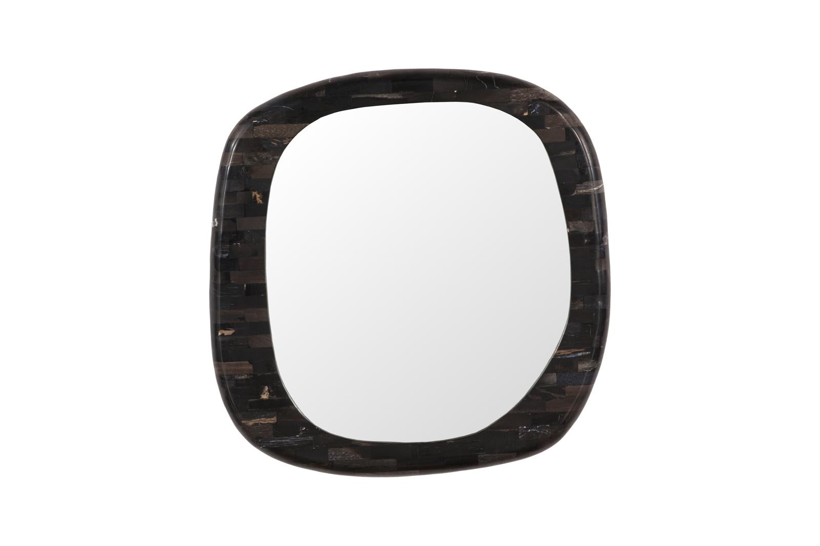 Phillips Collection Home Decor Phillips Collection Morphic Petrified Mirror, Rounded, Black Frame