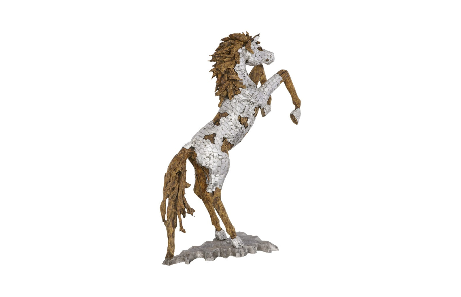 Phillips Collection Home Decor Phillips Collection Mustang Horse Armored Sculpture, Rearing, Wood Base