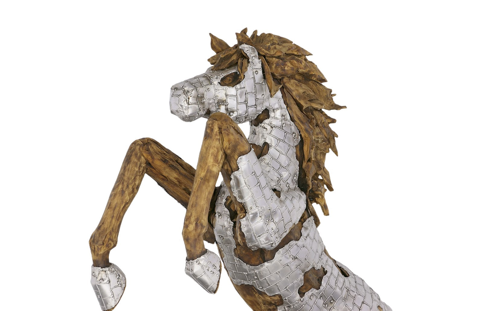 Phillips Collection Home Decor Phillips Collection Mustang Horse Armored Sculpture, Rearing, Wood Base