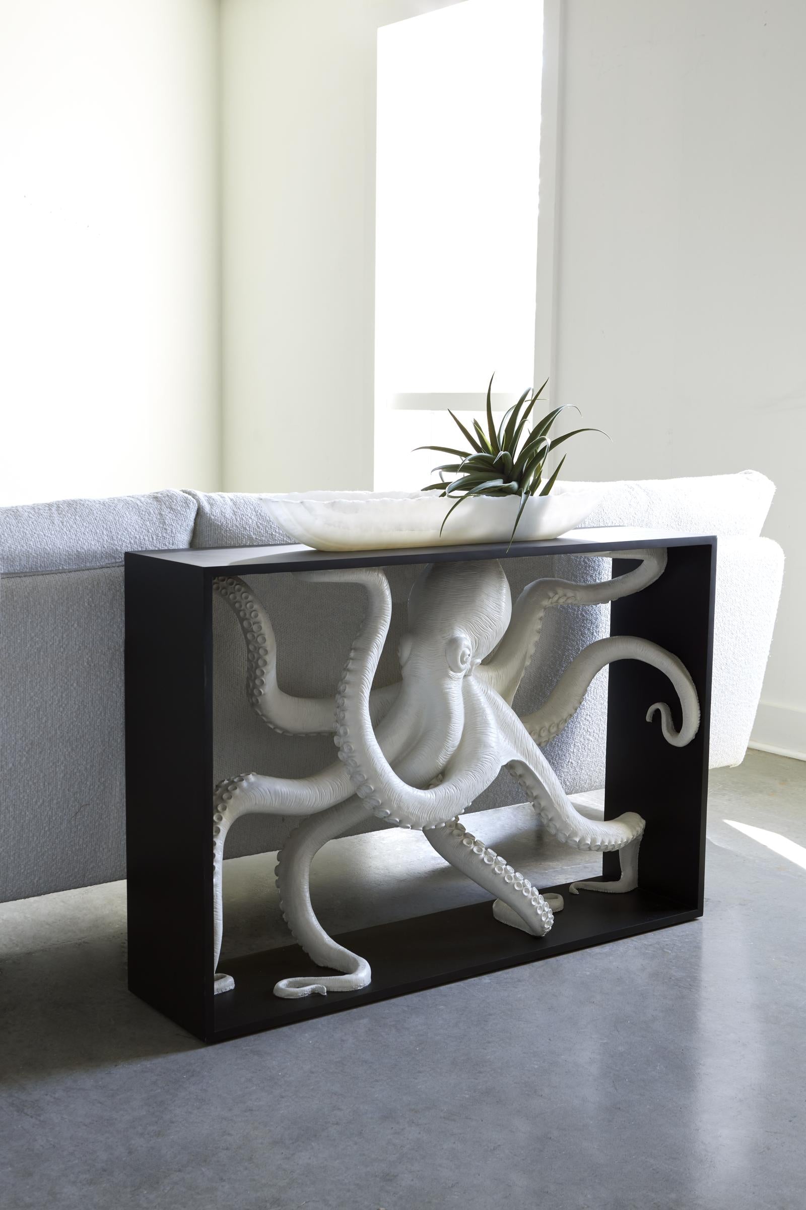 Phillips Collection Home Decor Phillips Collection Octo Framed Console Table, Wood Frame, White