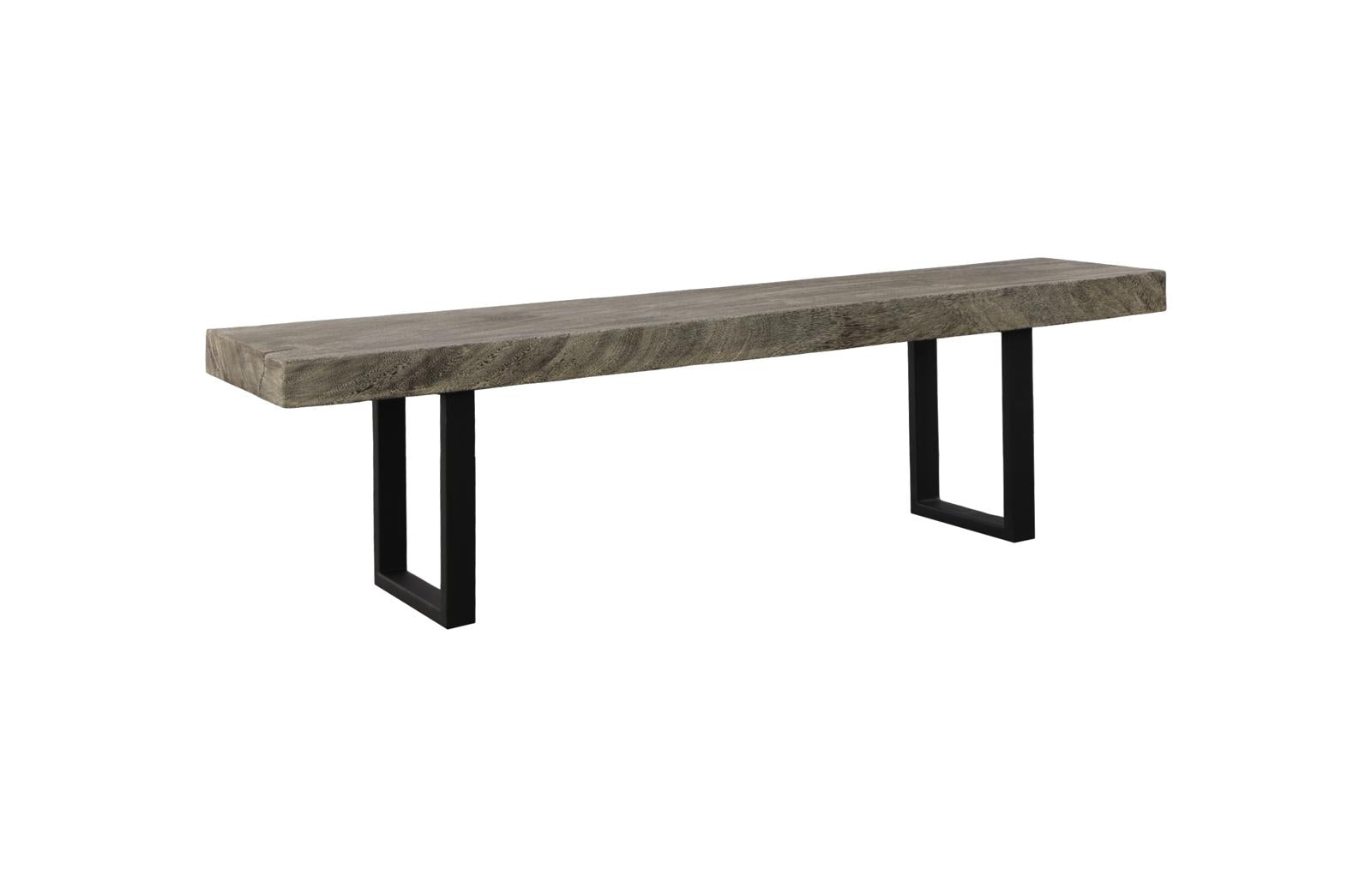 Phillips Collection Home Decor Phillips Collection Origins Straight Edge Bench, Gray Stone, Satin Black Legs TH108706