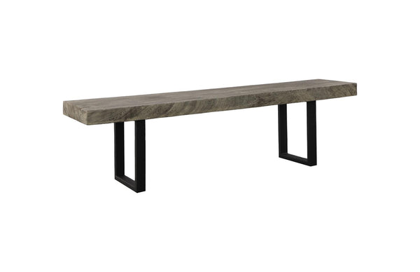 Phillips Collection Home Decor Phillips Collection Origins Straight Edge Bench, Gray Stone, Satin Black Legs TH108706