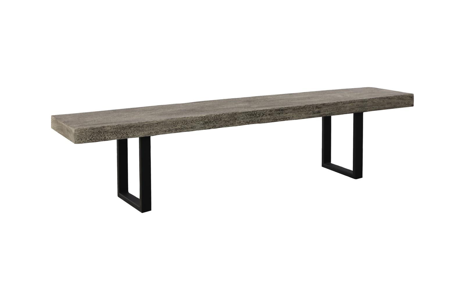 Phillips Collection Home Decor Phillips Collection Origins Straight Edge Bench, Gray Stone, Satin Black Legs TH108707