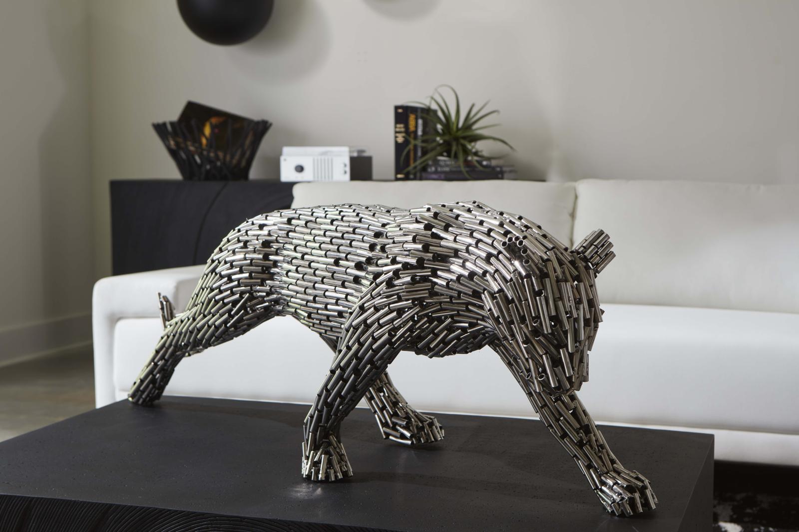 Phillips Collection Home Decor Phillips Collection Panther Pipe Sculpture, Walking, Stainless Steel, Small