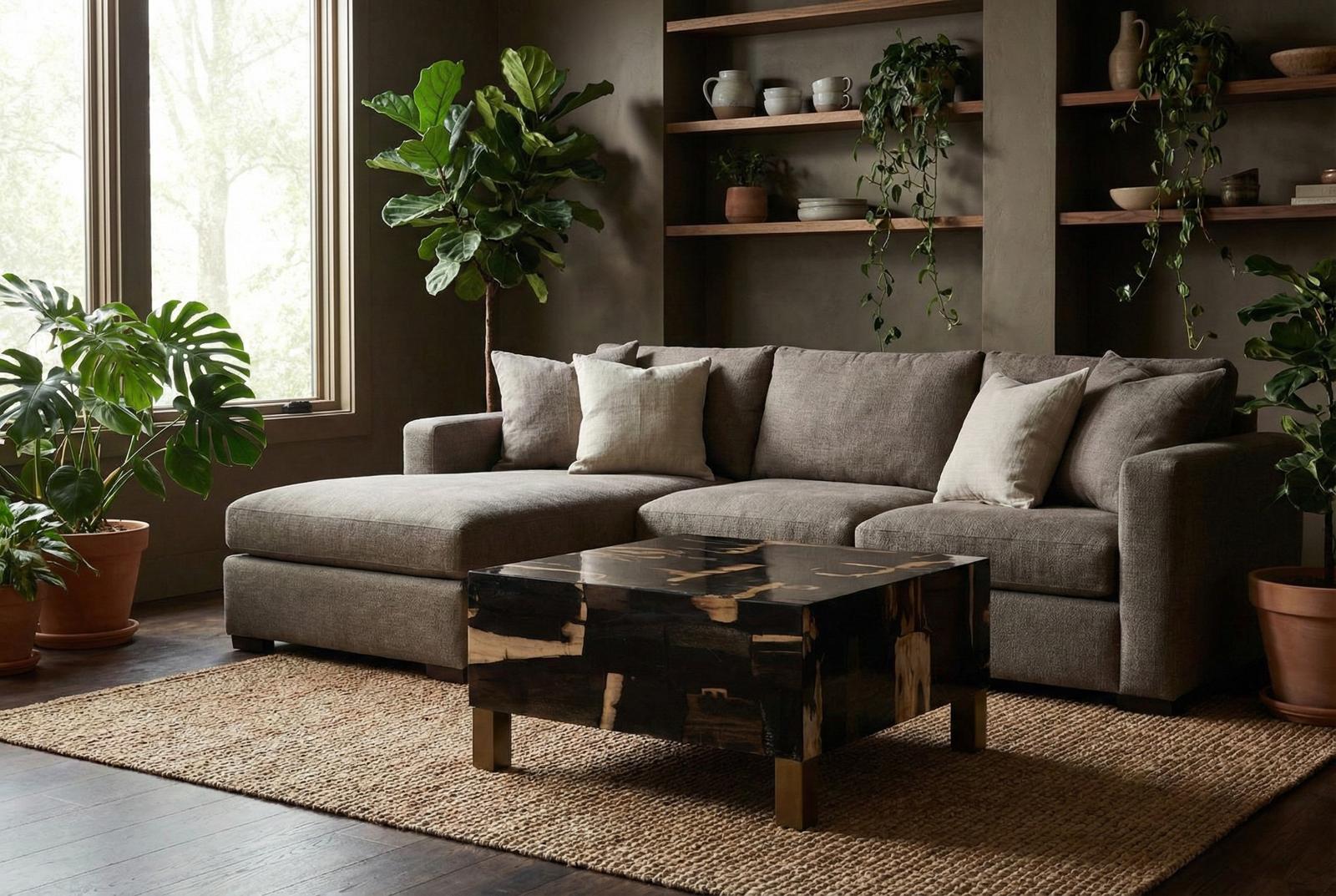 Phillips Collection Home Decor Phillips Collection Petramosaic Coffee Table, With Brass Legs