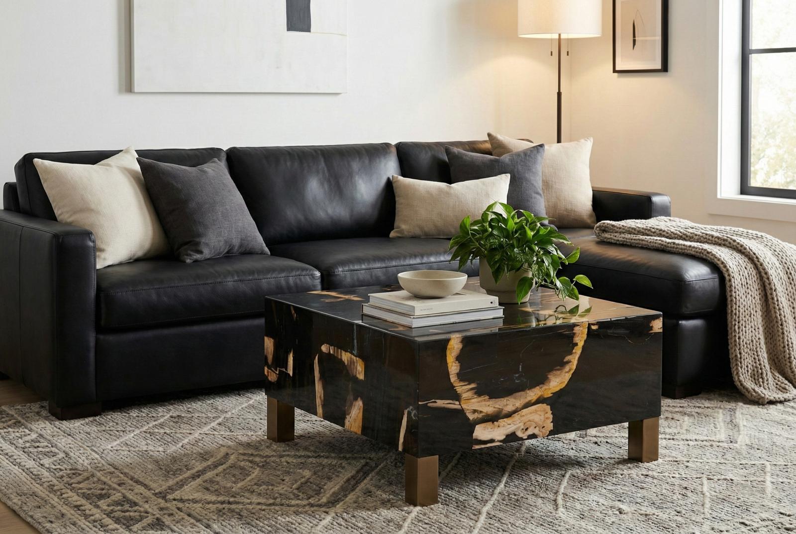 Phillips Collection Home Decor Phillips Collection Petramosaic Coffee Table, With Brass Legs