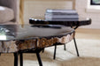 Phillips Collection Home Decor Phillips Collection Petrified Coffee Table, Round, Metal Black Base